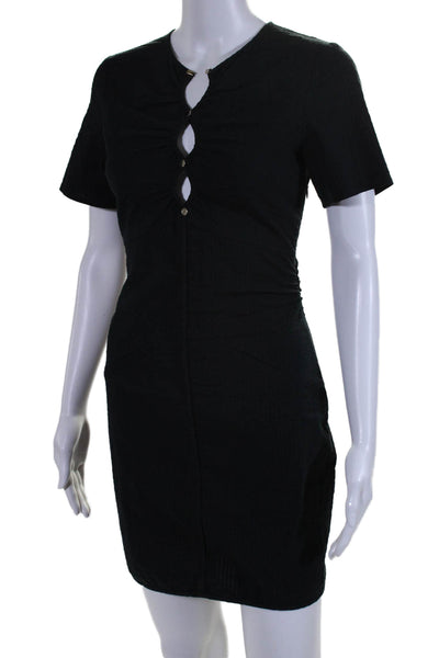 Ba&Sh Women's Round Neck Short Sleeves Cut-Out Mini Dress Black Size 0