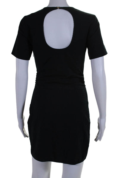 Ba&Sh Women's Round Neck Short Sleeves Cut-Out Mini Dress Black Size 0