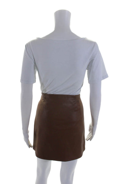 Good American Womens Brown Vegan Leather Side Zip Mini A-line Skirt Size 4/27