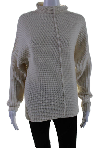 Brochu Walker Womens Wool Mock Neck Long Sleeve Pullover Sweater Cream Size S