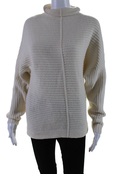 Brochu Walker Womens Wool Mock Neck Long Sleeve Pullover Sweater Cream Size S