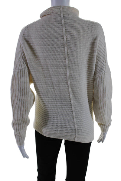 Brochu Walker Womens Wool Mock Neck Long Sleeve Pullover Sweater Cream Size S