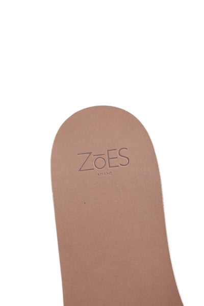 Zoes Athens Women's Leather Rubber Sole Slide Hand Made Sandals Gold Size 41