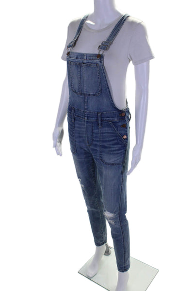 Madewell Womens Denim Slim Leg Sleeveless Overalls Blue Cotton Size Small