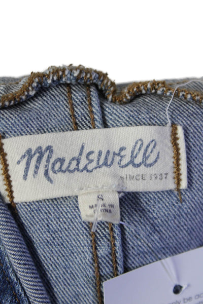 Madewell Womens Denim Slim Leg Sleeveless Overalls Blue Cotton Size Small