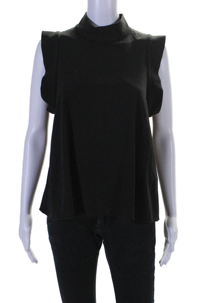 Camilla And Marc Womens Mock Neck Back Cut Out Sleek Blouse Black Size 6