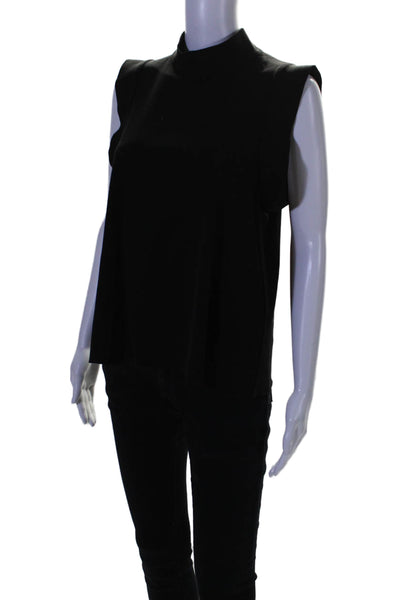 Camilla And Marc Womens Mock Neck Back Cut Out Sleek Blouse Black Size 6