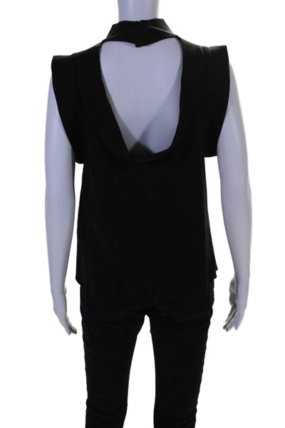 Camilla And Marc Womens Mock Neck Back Cut Out Sleek Blouse Black Size 6