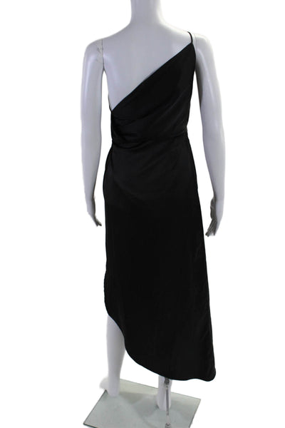 Aqua Womens Asymmetrical High Slit Ruched Pleated Draped Dress Black Size XS