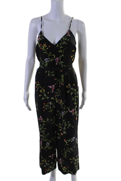 L'Agence Women's V-Neck Spaghetti Straps Wide Leg Jumpsuit Floral Size 4