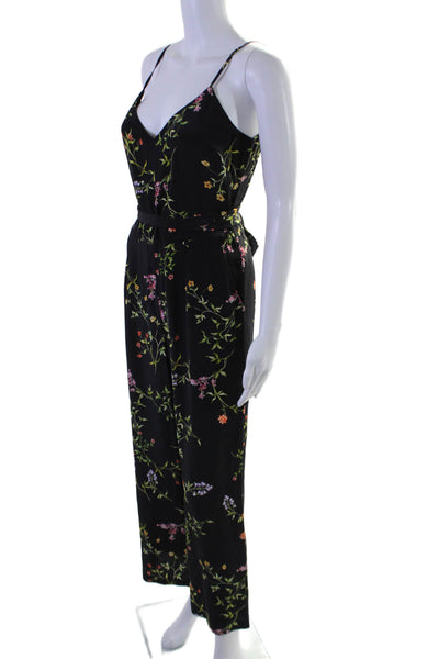 L'Agence Women's V-Neck Spaghetti Straps Wide Leg Jumpsuit Floral Size 4