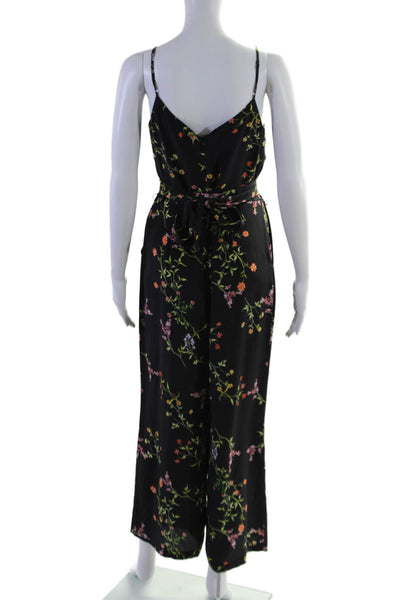 L'Agence Women's V-Neck Spaghetti Straps Wide Leg Jumpsuit Floral Size 4