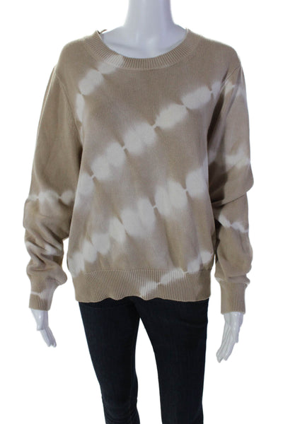 Veronica Beard Womens Long Sleeve Striped Tie Dye Print Top Beige Size M