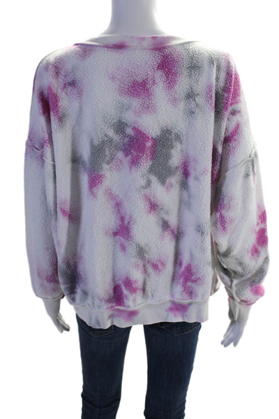 Intimately Free People Womens Long Sleeve Knit Tie Dye Sweater White Size M