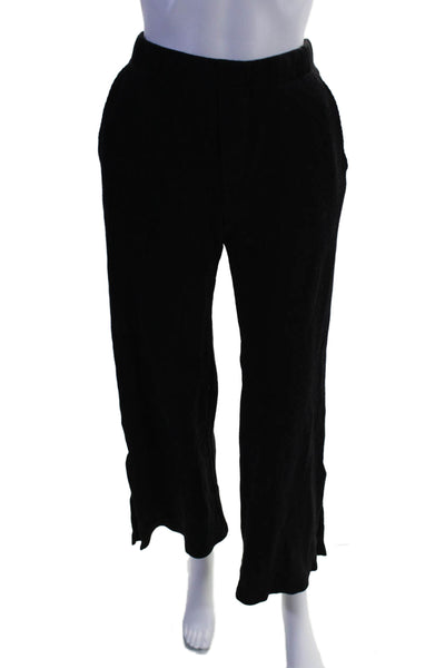 Monrow Womens Cotton Elastic Waist Ribbed Knit Flare Casual Sweats Black Size XS