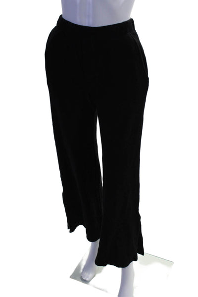 Monrow Womens Cotton Elastic Waist Ribbed Knit Flare Casual Sweats Black Size XS