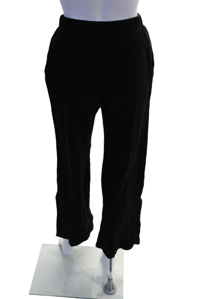 Monrow Womens Cotton Elastic Waist Ribbed Knit Flare Casual Sweats Black Size XS