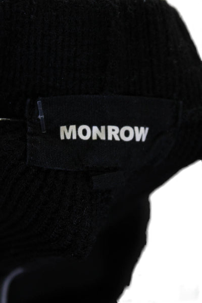 Monrow Womens Cotton Elastic Waist Ribbed Knit Flare Casual Sweats Black Size XS