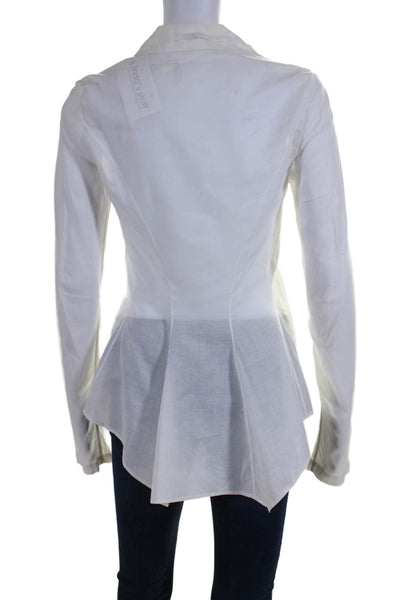 Nigel Preston Womens Button Front Long Sleeve Collared Shirt White Cotton Small