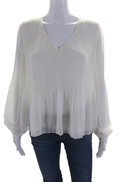 Wilfred Womens Textured V-neck Flowy Layered Fancy Blouse White Size S