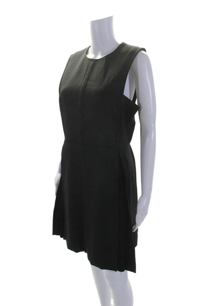 Rag & Bone Women's Round Neck Sleeveless Pleated Flare Mini Dress Black Size 8