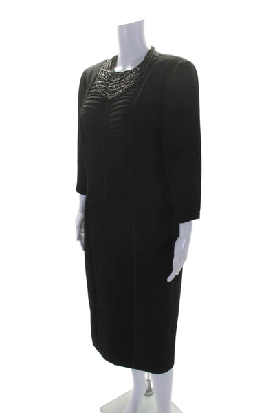 Carina New York Womens Beaded Long Sleeve Zip Up Maxi Dress Black Size 14