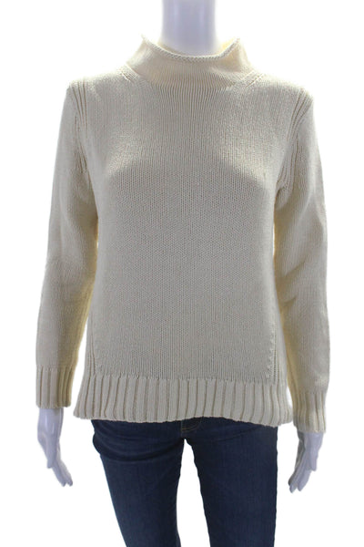 J Crew Always Womens Cotton Mock Neck Long Sleeve Pullover Sweater Yellow Size S