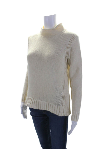 J Crew Always Womens Cotton Mock Neck Long Sleeve Pullover Sweater Yellow Size S