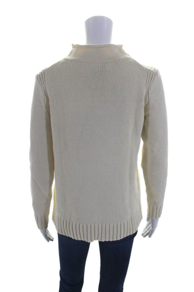 J Crew Always Womens Cotton Mock Neck Long Sleeve Pullover Sweater Yellow Size S