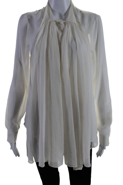 Michael Michael Kors Womens Tulle Textured Layered Button Up Blouse White Size M