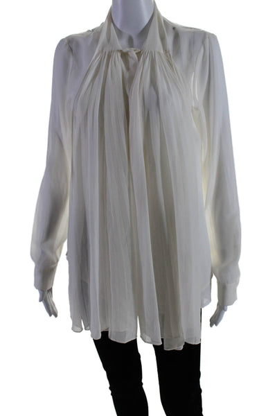 Michael Michael Kors Womens Tulle Textured Layered Button Up Blouse White Size M