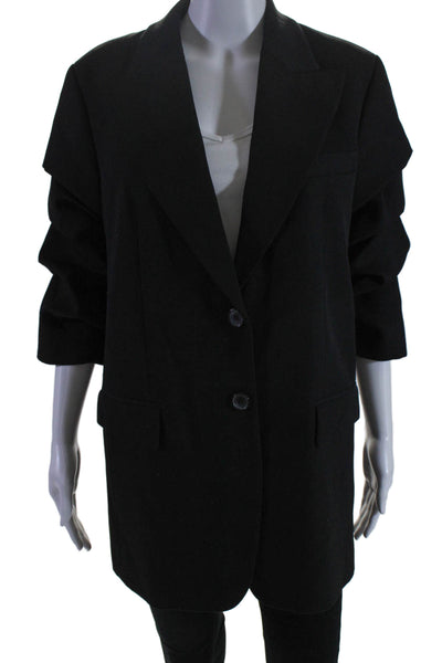 Michael Kors Collection Womens Wool Button Lined Classic Blazer Black Size 8