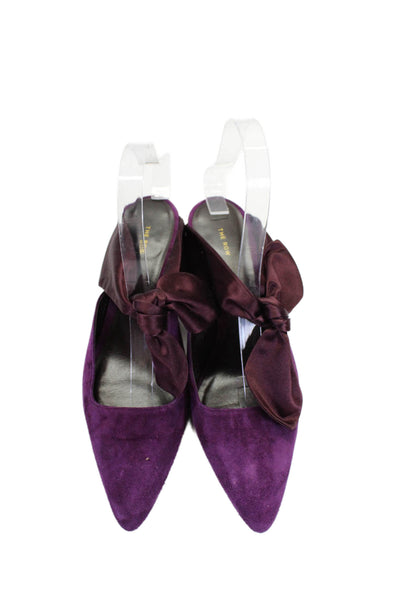 The Row Womens Purple Suede Pointed Toe Ankle Strap Kitten Heels Shoes Size 8.5