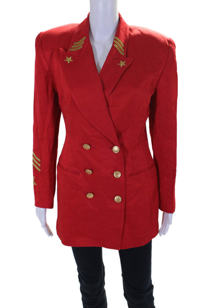 Solini New York Women's Long Sleeves Line Double Breasted Blazer Red Size 6