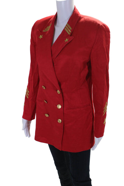 Solini New York Women's Long Sleeves Line Double Breasted Blazer Red Size 6