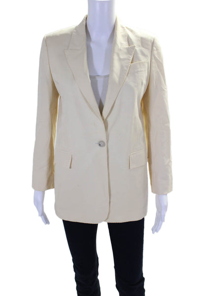 Stella McCartney Women's Collared Long Sleeves Lined Blazer Beige Size 40