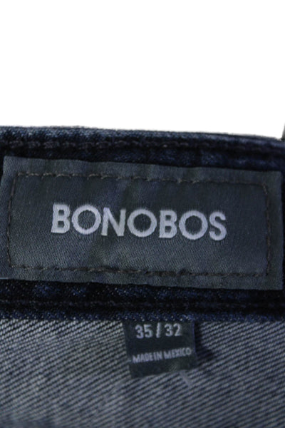 Bonobos Mens Cotton Dark Wash Straight Leg Denim Jeans Blue 35x32