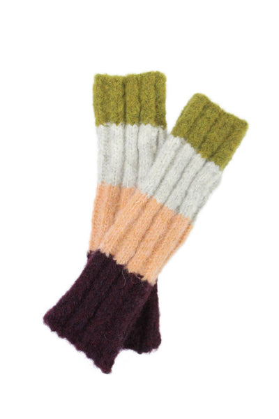 Raffaello Bettini Womens Multicolor Ribbed Knit Fingerless Gloves Size OS