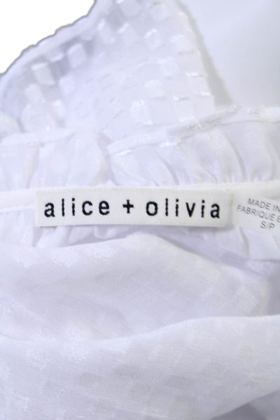 Alice + Olivia Womens Key Hole Neck Short Sleeves Blouse White Size Small