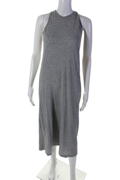 Vince Womens Cotton Sleeveless Scoop Neck Back Slit Casual Dress Gray Size XS