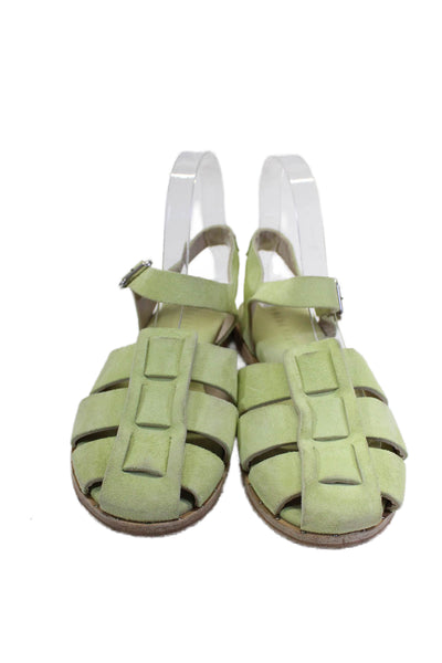 Freda Salvador Womens Ankle Strap Gladiator Sandals Green Suede Size 7