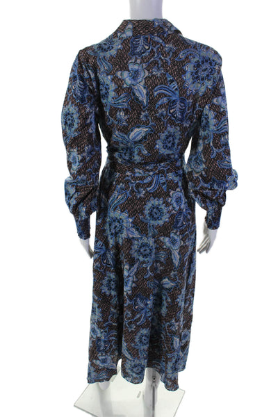 Misa Women's Long Sleeves Button Down Collared Floral Maxi Dress Size S