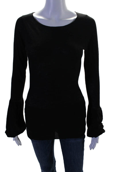 Graham & Spencer Women's Round Neck Long Sleeves Basic T-Shirt Black Size S