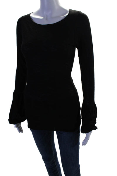 Graham & Spencer Women's Round Neck Long Sleeves Basic T-Shirt Black Size S