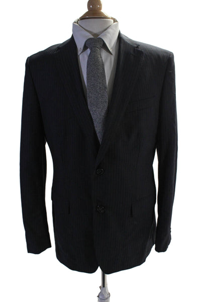 Banana Republic Mens Wool Pinstriped Long Sleeved Suit Jacket Black Size 42S