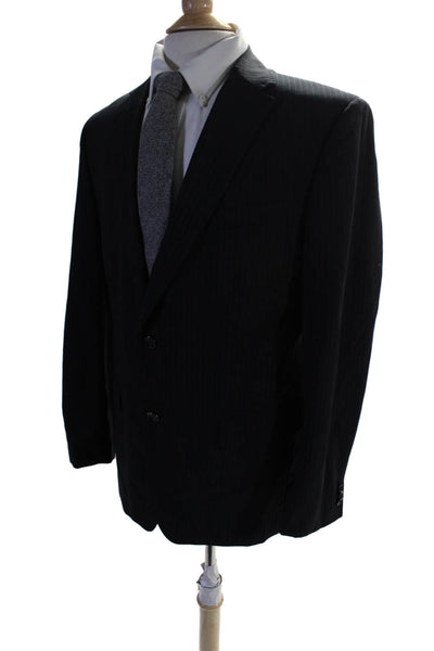 Banana Republic Mens Wool Pinstriped Long Sleeved Suit Jacket Black Size 42S