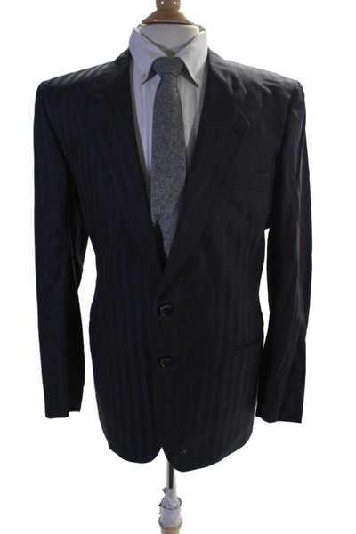 Designer Paladino Mens Wool Striped Long Sleeved Colorblock Suit Jacket Size 54