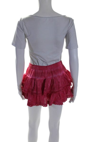 Muche Et Muchette Women's Elastic Waist Ruffle Lace Mini Skort Pink One Size