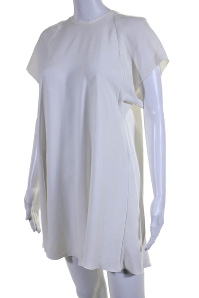 Ellery Womens Round Neck Short Sleeve Zip Up Mini Dress White Size 2