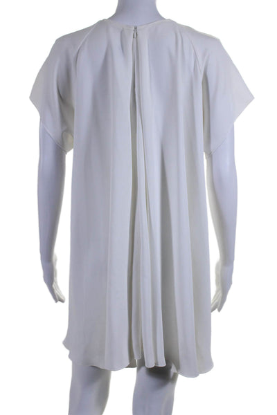 Ellery Womens Round Neck Short Sleeve Zip Up Mini Dress White Size 2